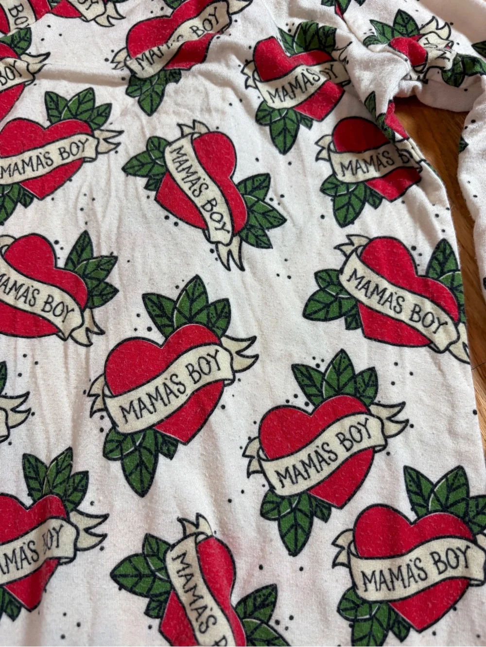 Bums & Roses “Mama’s Boy” footless romper/fold over footie - 6-9 months bamboo